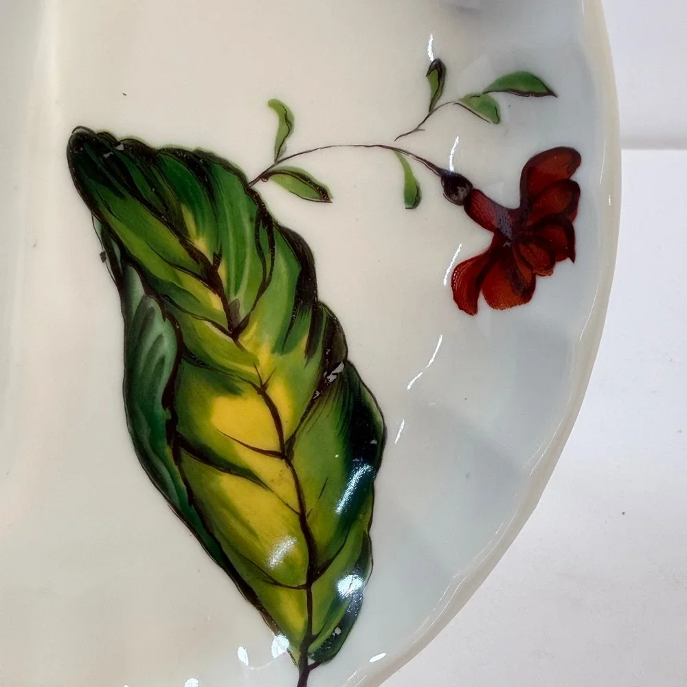 Mottahedeh Design Divided Serving Dish Leaf Floral Hand Painted‎ Cottagecore